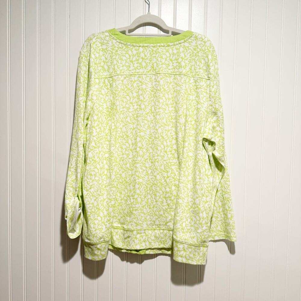 CJ Banks Green White Cotton Zip Up Jacket NEW Plus Size 2X - Picture 7 of 8